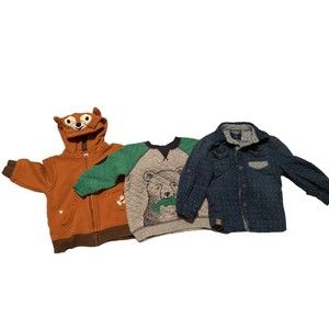 Gymboree fox zip up hoodie Little Me Bear Sweatshirt Genuine Kids Button…